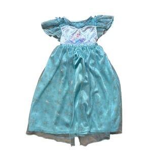 Disney Frozen Elsa Nightgown Kids Blue Excellent Snowflake Glitter SIZE 2T